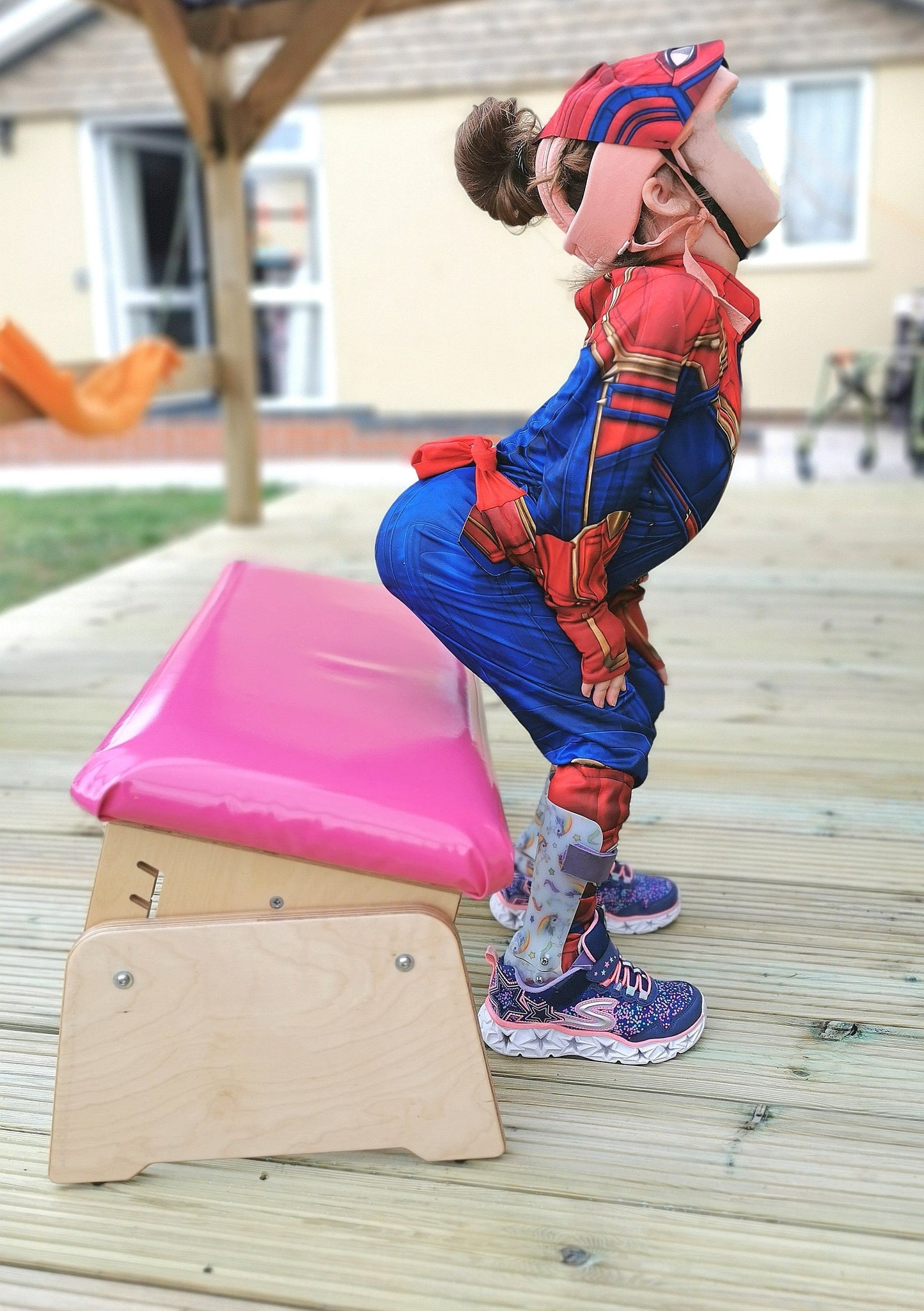 Small Pink Therapy Bench - tilting